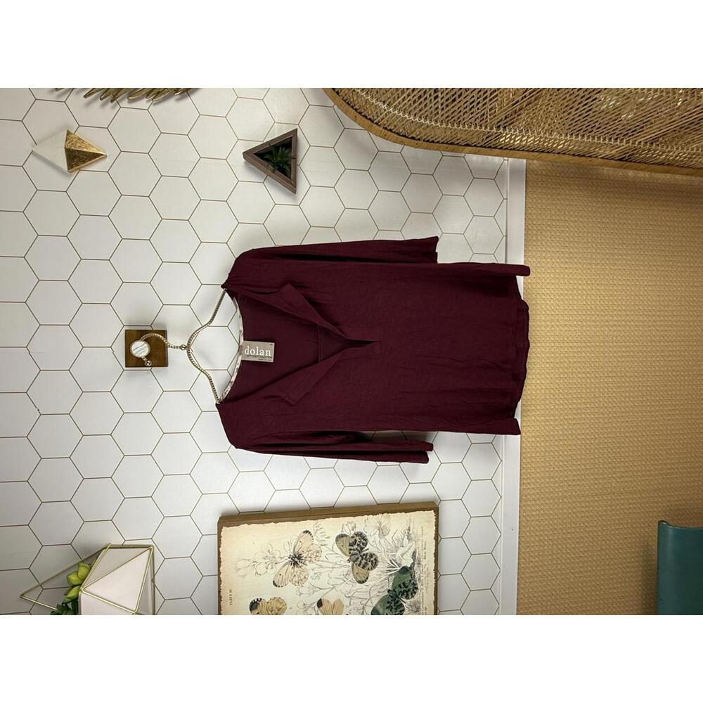 Dolan Left Coast from Anthropologie Slub Knit Red V-Neck Top - Size - Small